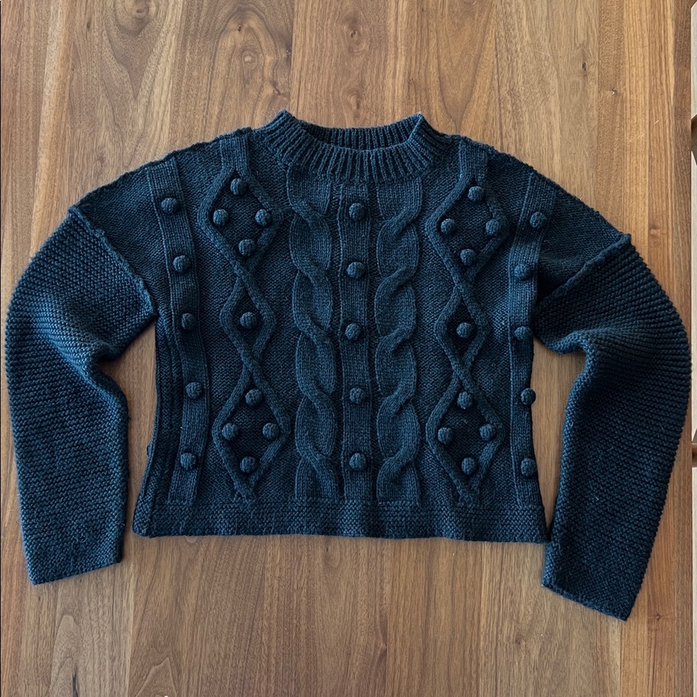 Apiece Apart Black Alpaca Blend Cable Knit Sweater XS